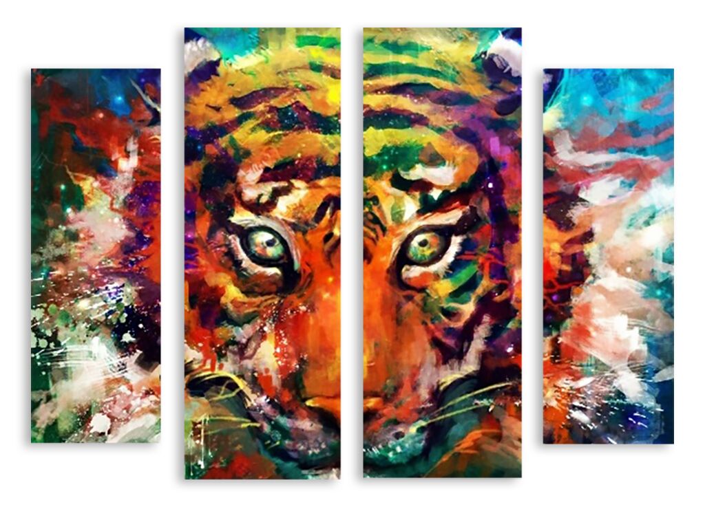 Модульная картина 2737 "Разноцветный тигр" фото 1