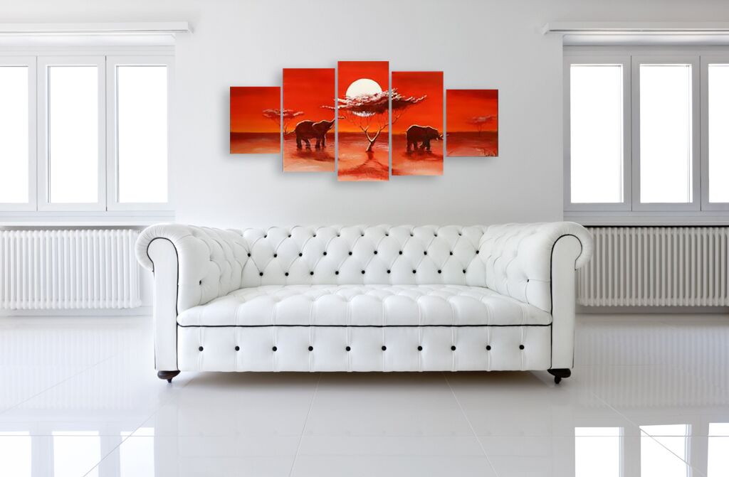 Модульная картина 1047 "Слоны и солнце" фото 2
