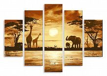 Модульная картина 4397 "Жирафы и слоны"