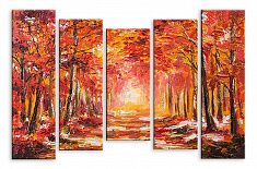 Модульная картина 5420 "Красно-оранжевый лес"