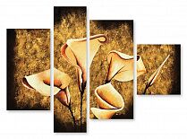 Модульная картина 377 "Цветы на золотом фоне"