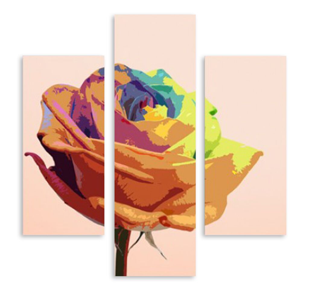 Модульная картина 4691 "Цветная роза" фото 1