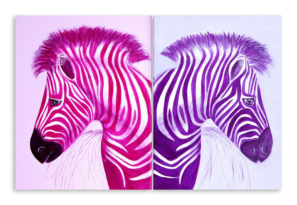Модульная картина 5881 "Розово-фиолетовые зебры" фото 1
