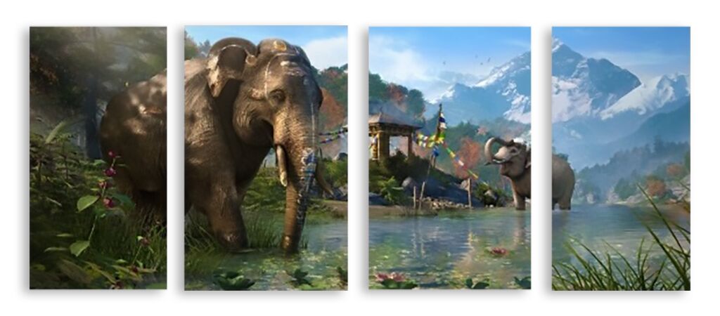 Модульная картина 3059 "Слоны на водопое" фото 1