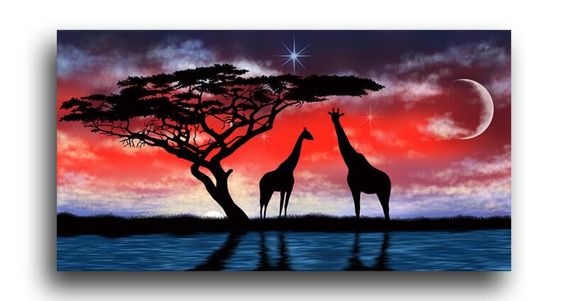 Постер 315 "Жирафы на закате" фото 1
