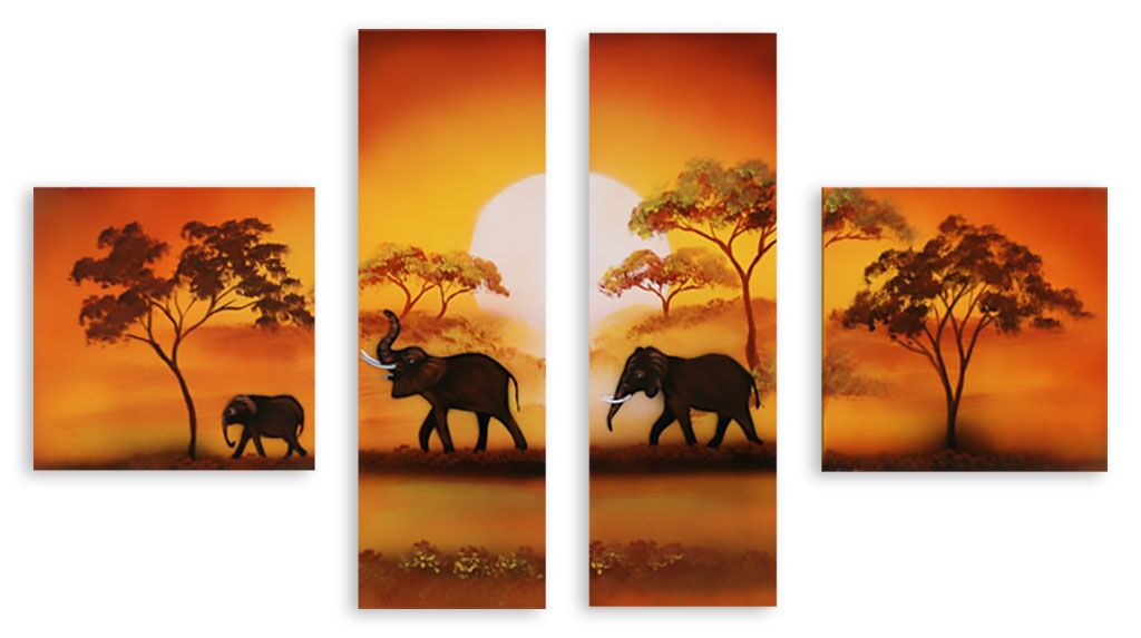 Модульная картина 2203 "Слоны на прогулке" фото 1