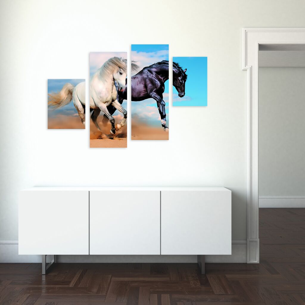 Модульная картина 1142 "Черный и белый кони" фото 3