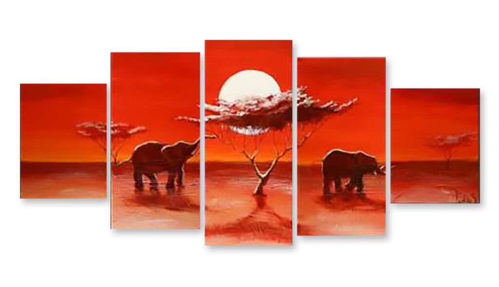 Модульная картина 1047 "Слоны и солнце" фото 1