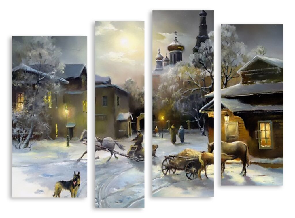 Модульная картина 3183 "Зима в деревне" фото 1
