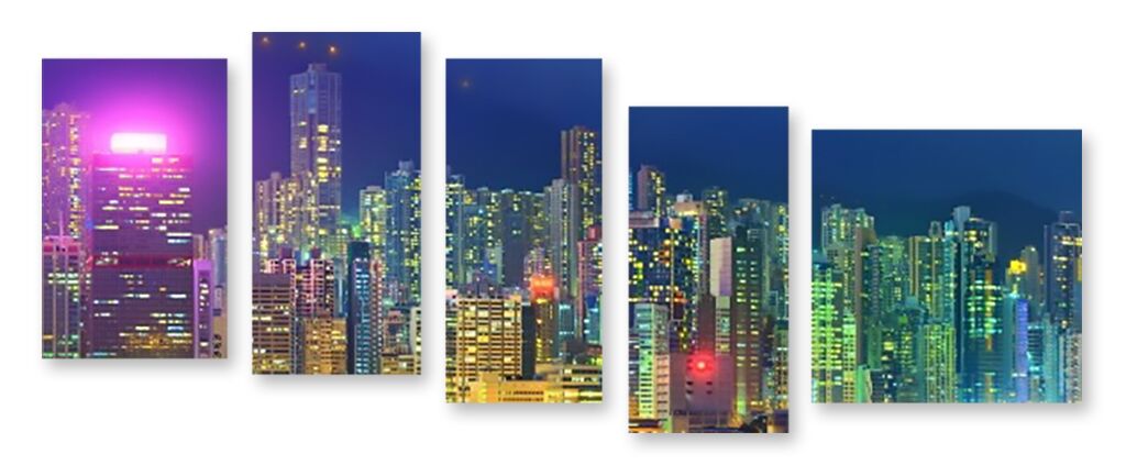 Модульная картина 1705 "Ночной Гонконг" фото 1