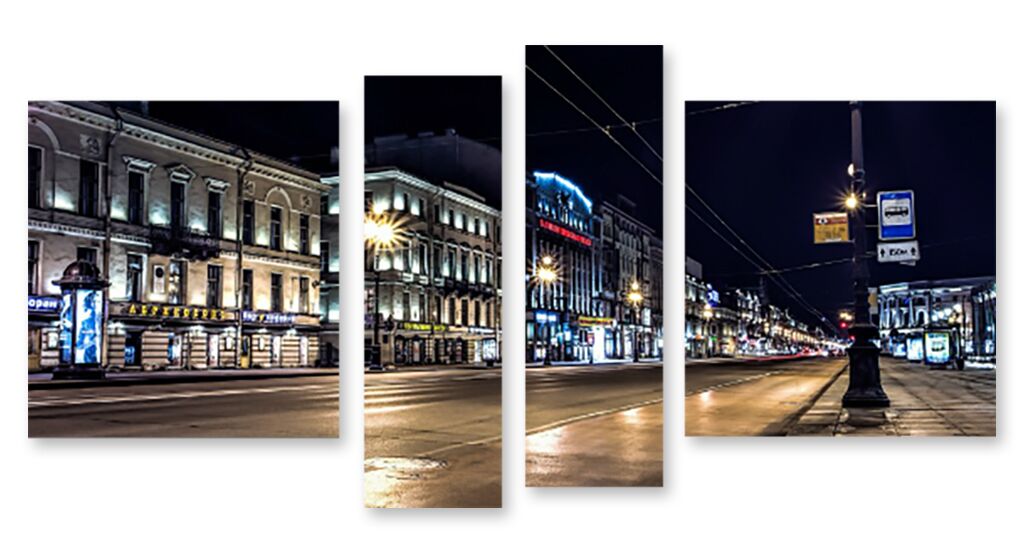Модульная картина 1110 "Ночные улицы Петербурга" фото 1