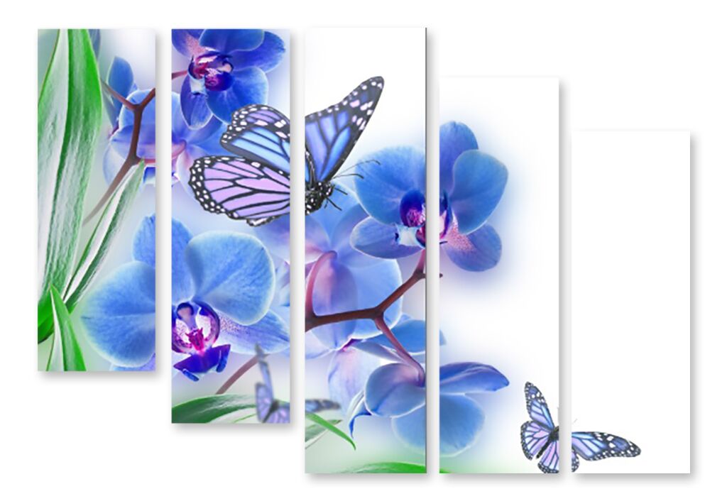 Модульная картина 1308 "Бабочки в орхидее" фото 1