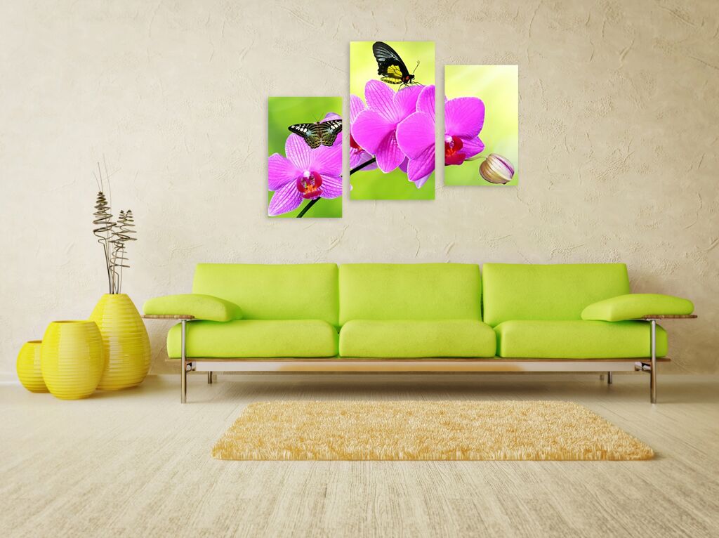 Модульная картина 1739 "Орхидеи и бабочки" фото 3