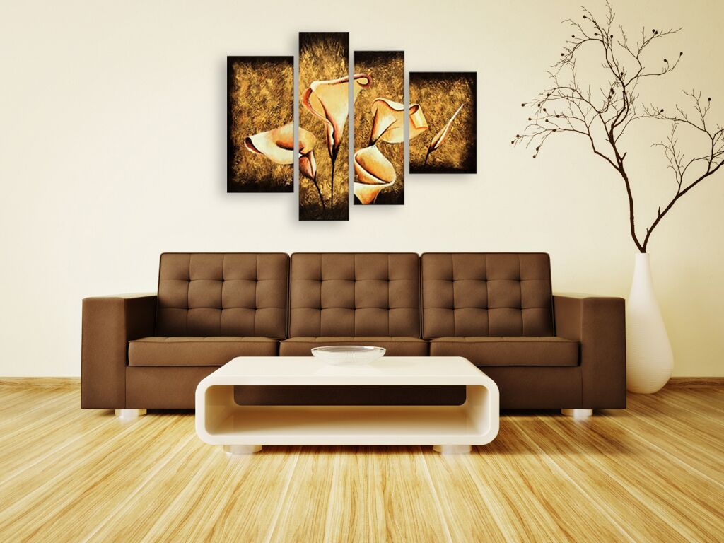 Модульная картина 377 "Цветы на золотом фоне" фото 3