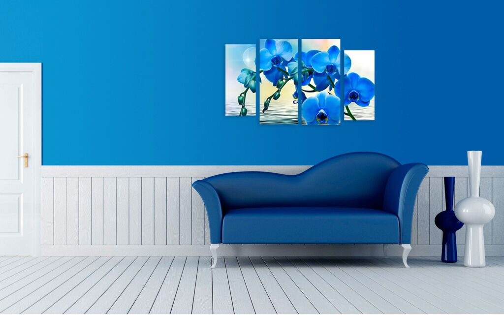 Модульная картина 1719 "Синие орхидеи" фото 3