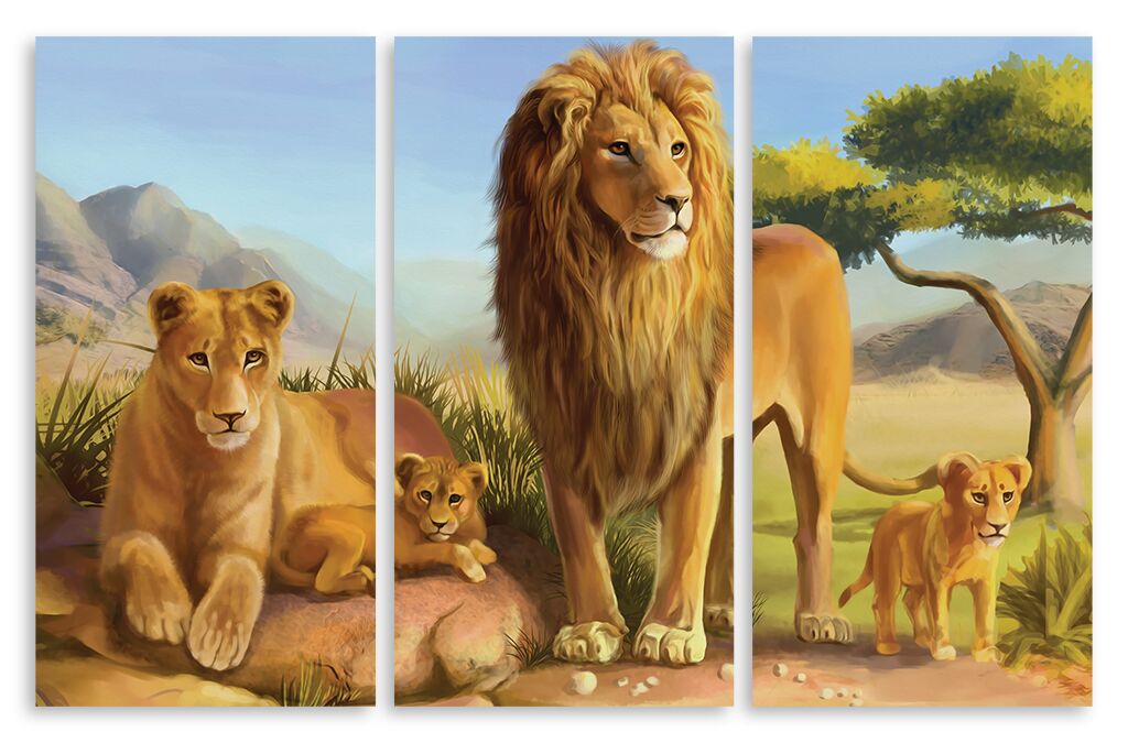 Модульная картина 4583 "Семейство львов" фото 1