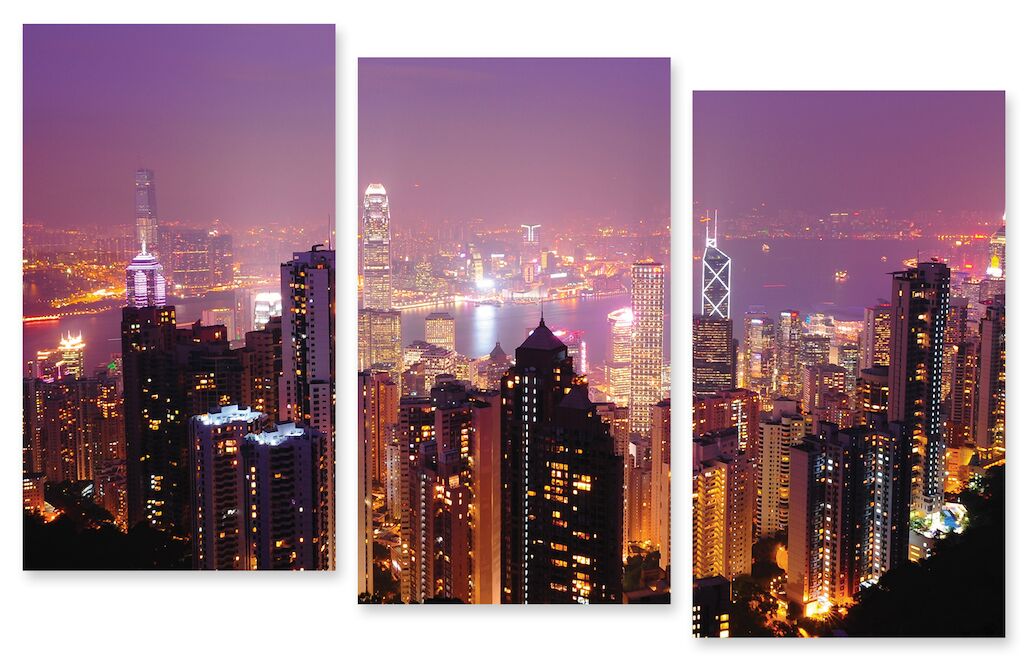 Модульная картина 42 "Ночной Гонконг" фото 1