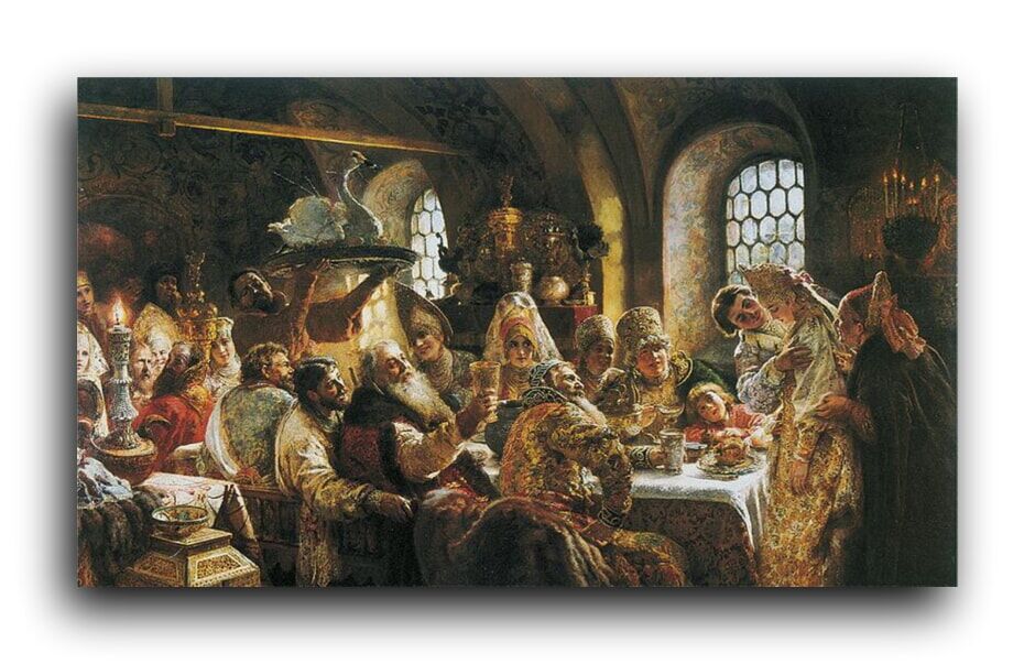 Репродукция 826 "Боярский свадебный пир в XVII веке (Boyar Wedding Feast in the XVII century)" фото 1