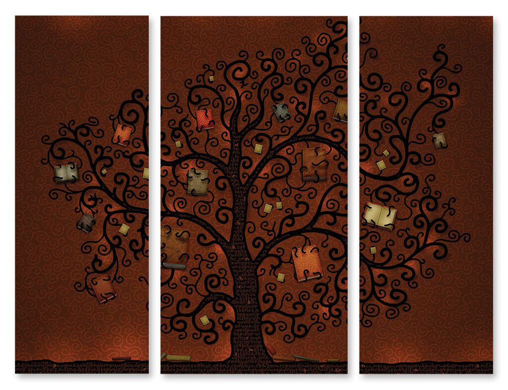 Модульная картина 10 "Книги на дереве" фото 1