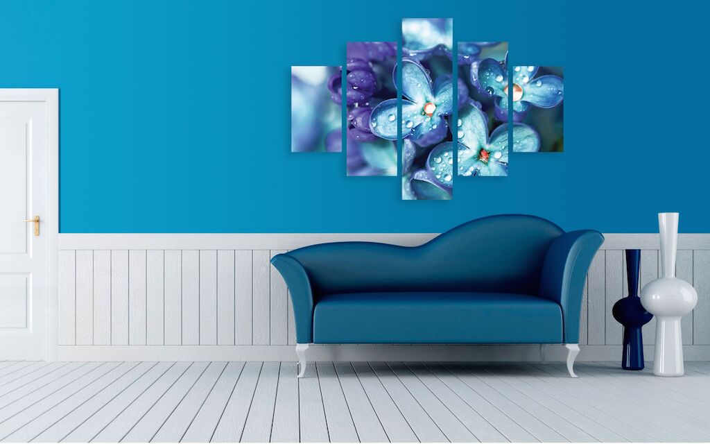 Модульная картина 245 "Голубые цветы" фото 2