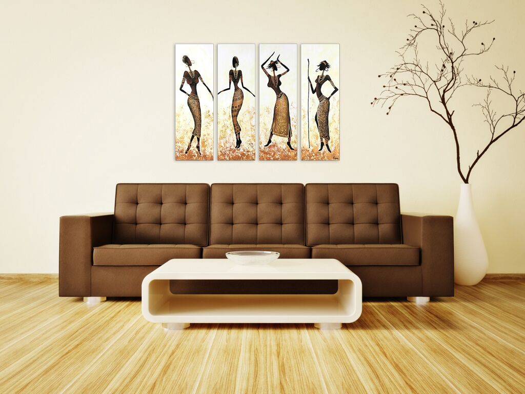 Модульная картина 815 "Африканские женщины танцуют в золоте" фото 4