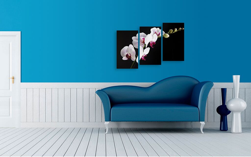 Модульная картина 248 "Белая орхидея на черном" фото 3