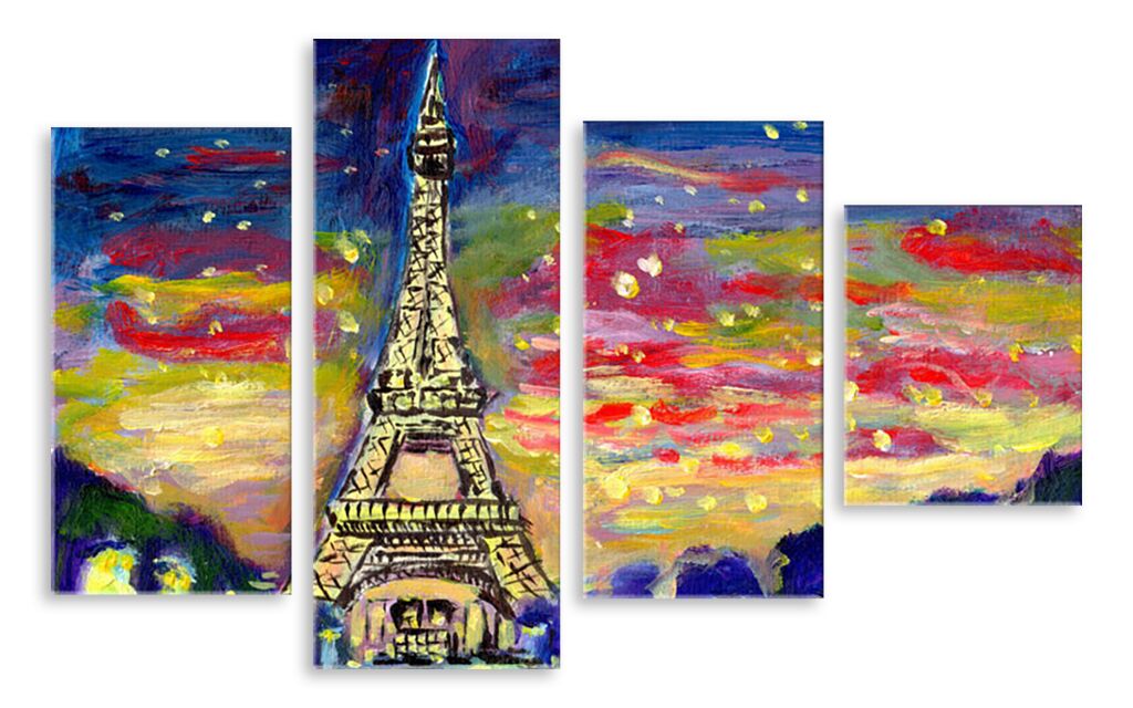 Модульная картина 3929 "Эйфелева башня красками" фото 1