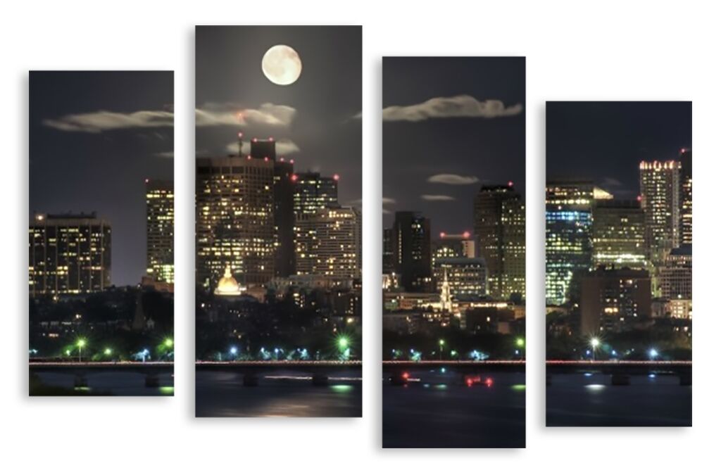 Модульная картина 2689 "Ночной Бостон" фото 1