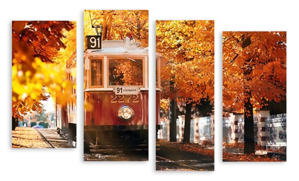 Модульная картина 2233 "Осенний трамвай" фото 1