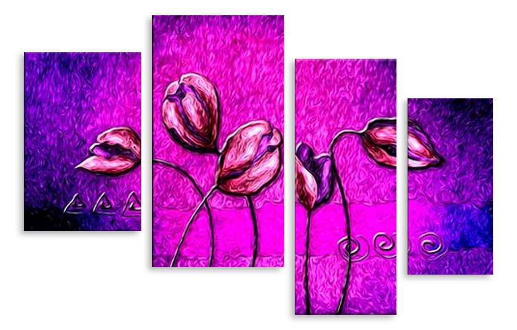 Модульная картина 4075 "Тюльпаны в сиреневом цвете" фото 1