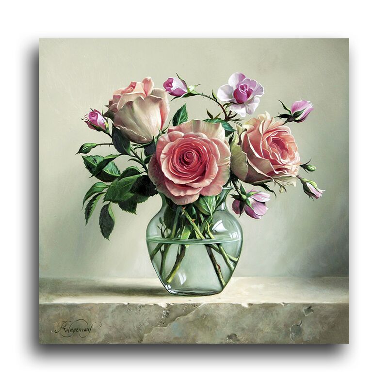Постер 1141 "Пышные розы в стеклянной вазе" фото 1