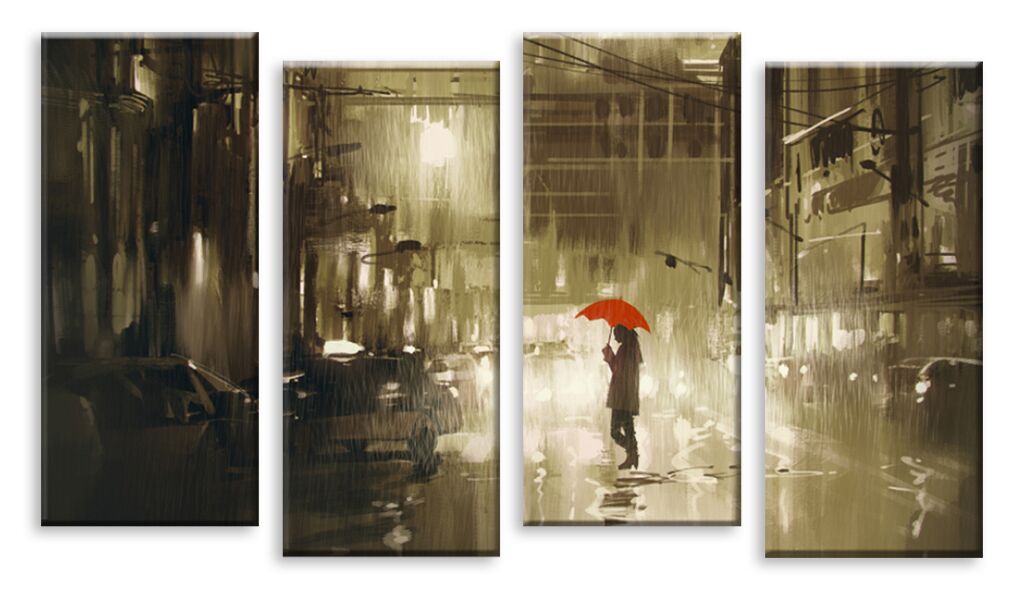 Модульная картина 4585 "Город под дождём" фото 1