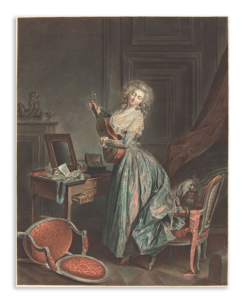 Репродукция 202 "Жан-Франсуа Янинет. Женщина, играющая на гитаре" фото 1