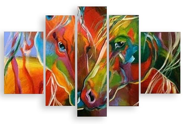 Модульная картина 322 "Цветные лошади" фото 1