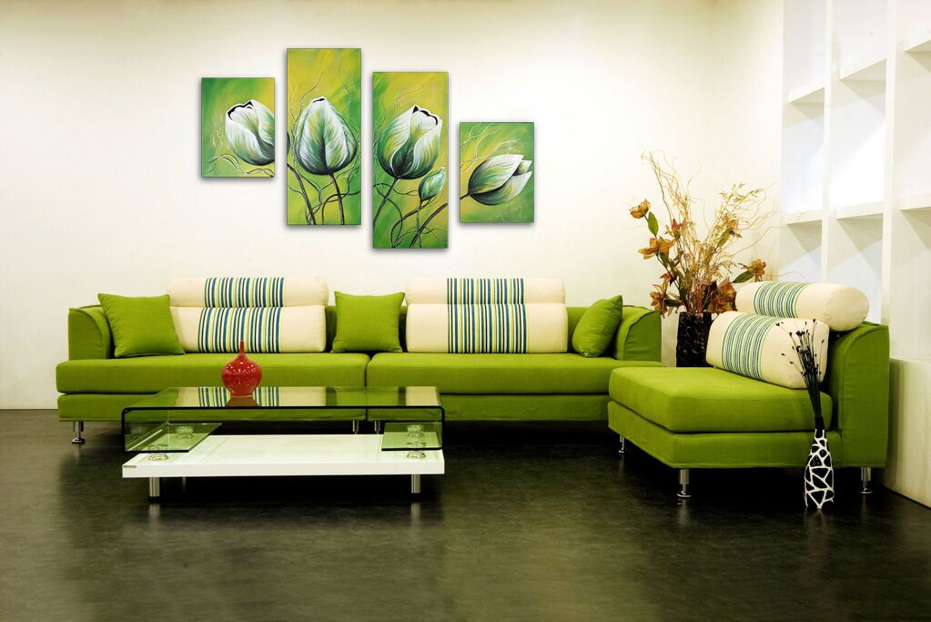Модульная картина 614 "Зеленые тюльпаны" фото 3