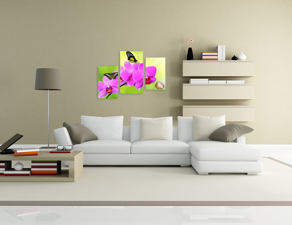 Модульная картина 1739 "Орхидеи и бабочки" фото 4