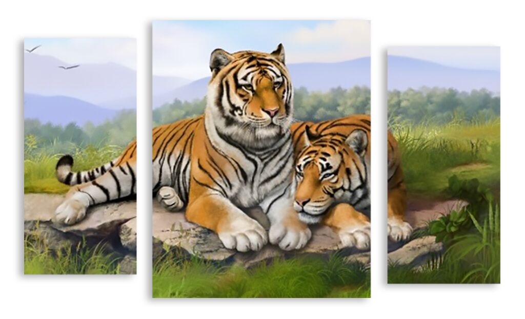 Модульная картина 2720 "Уставшие тигры" фото 1