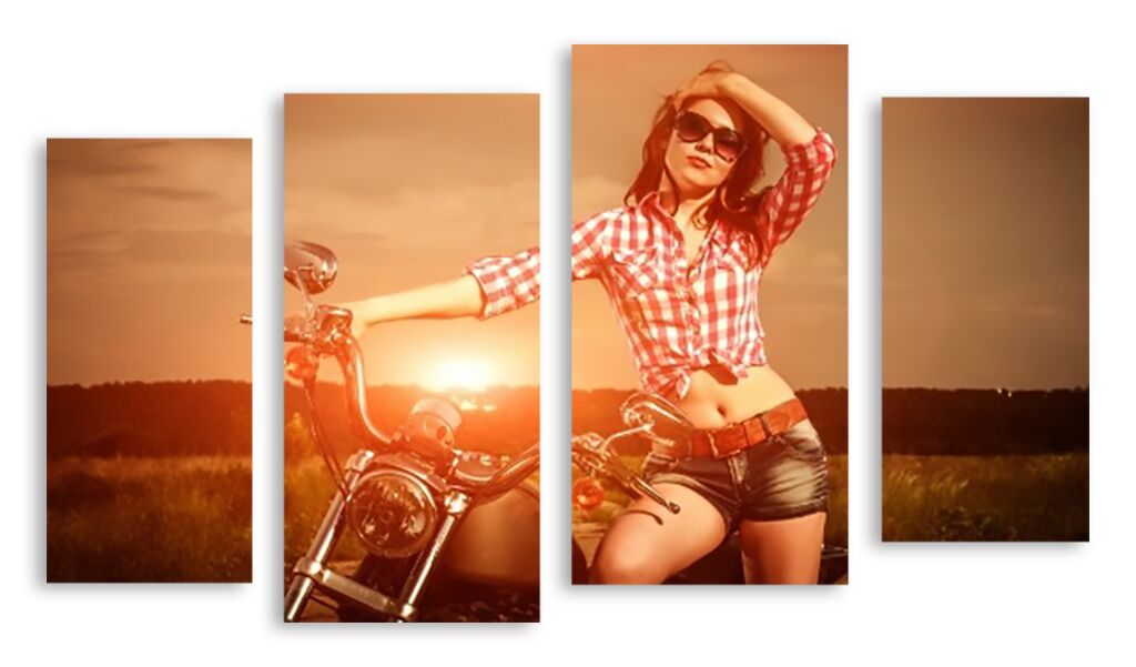 Модульная картина 2524 "Девушка на мотоцикле" фото 1