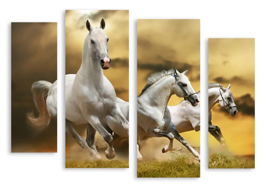 Модульная картина 2662 "3 белых коня" фото 1