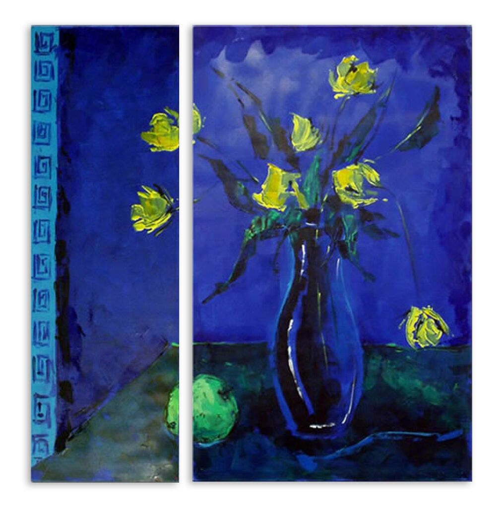 Модульная картина 5459 "Жёлтые розы в вазе" фото 1
