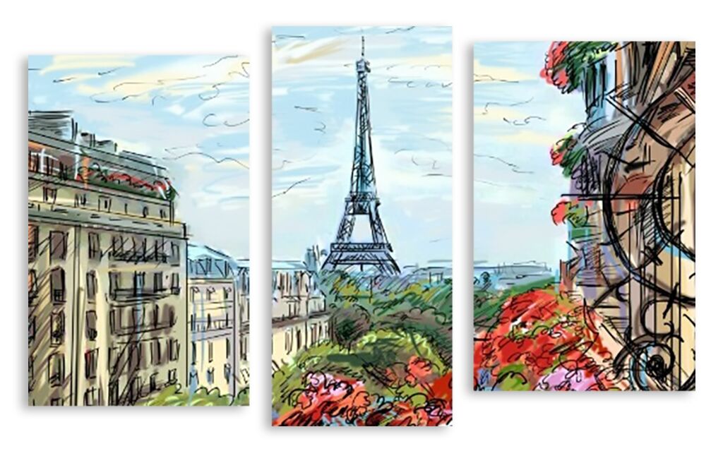 Модульная картина 2722 "Нарисованный Париж" фото 1