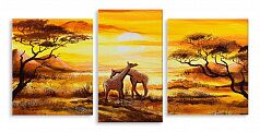 Модульная картина 3798 "Жирафы на закате"