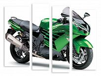 Модульная картина 3555 "Зелёный мотоцикл"