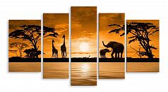 Модульная картина 4338 "Слоны и жирафы"