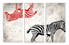 Модульная картина 4766 "Красная и чёрная зебры"