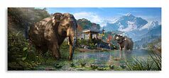 Постер 3059 "Слоны на водопое"