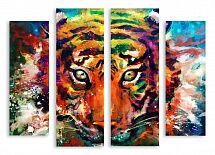 Модульная картина 2737 "Разноцветный тигр"