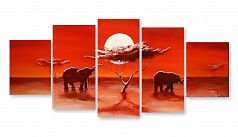 Модульная картина 1047 "Слоны и солнце"