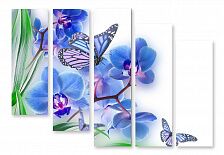 Модульная картина 1308 "Бабочки в орхидее"