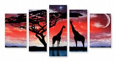 Модульная картина 315 "Жирафы на закате"
